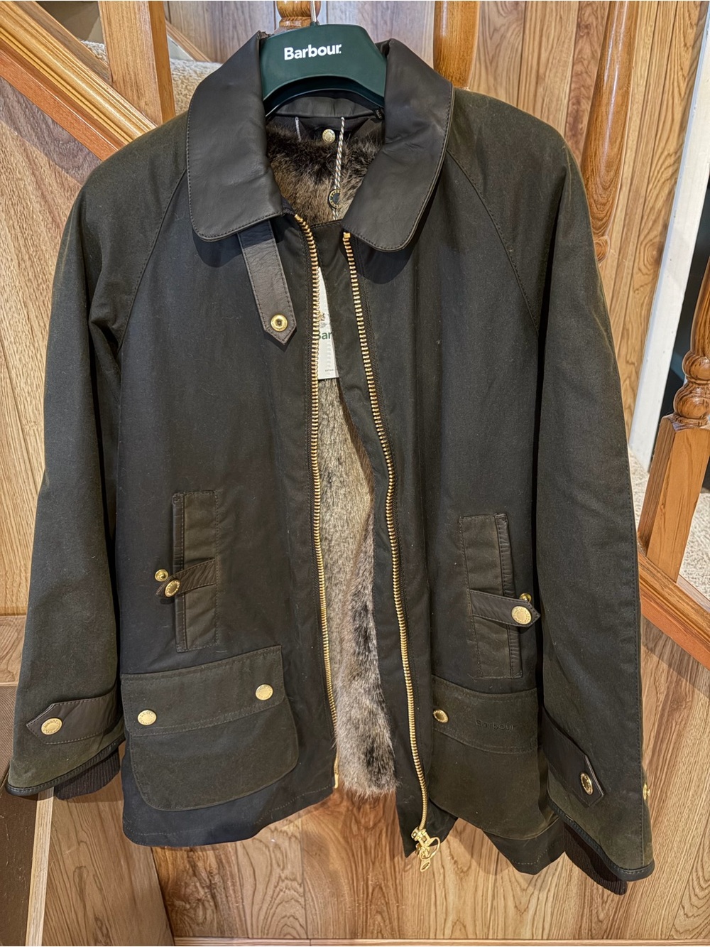 Barbour Norwood Waxed Jacket with Fur Vest